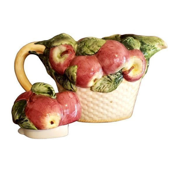 Vintage World Bazar Apple‎ Basketweave Teapot - Picture 3 of 8